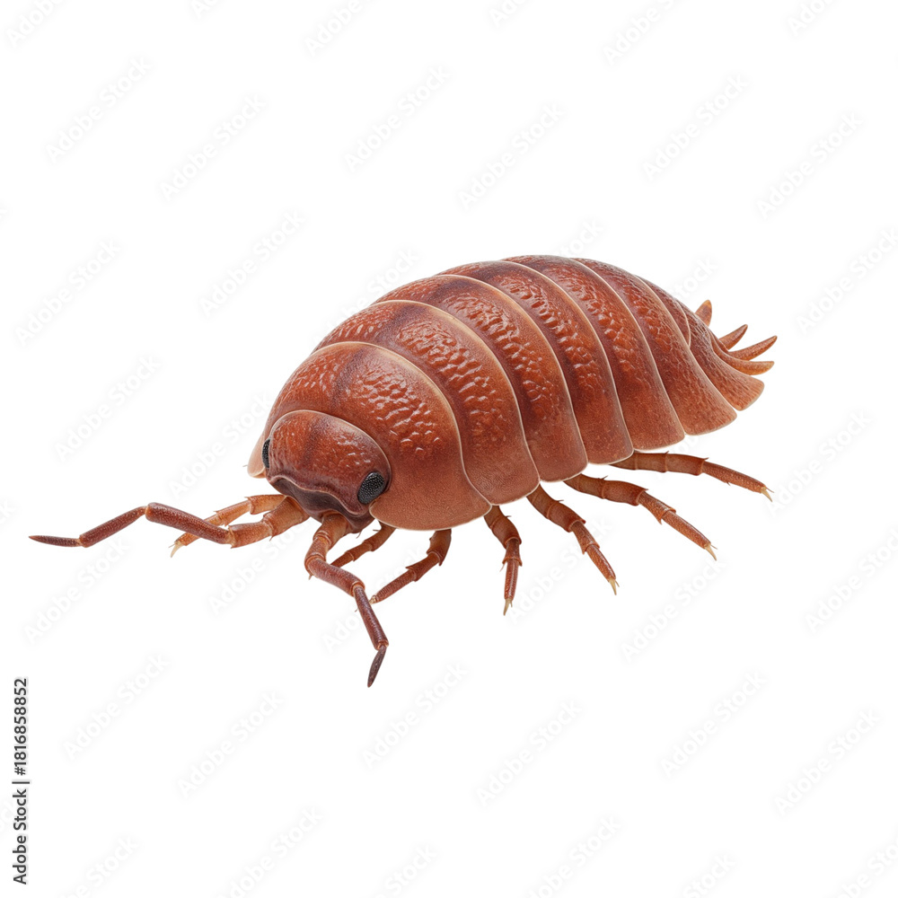 Obraz premium Brown pill bug insect isolated on transparent background