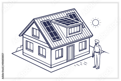 Clean Energy and Renewable Power Illustration Solar, Wind, Hydro, Eco Technology