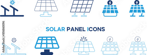 Solar Panel Icon Collection Set Containing Energy Power Plant Panel Flat Style Vector Illustration on Transparent Background Best for Graphic Design Elements