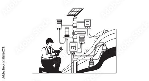Maintenance Technician Inspects Electrical Equipment and Meters in Industrial Facility.