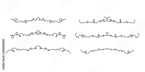 Set of Vintage decorative lines. text dividers. Line border. Lines separators, Borders, Set of various doodle style line dividers and arrow icons for design