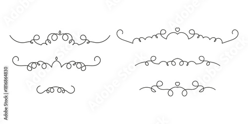 Set of Vintage decorative lines. text dividers. Line border. Lines separators, Borders, Set of various doodle style line dividers and arrow icons for design