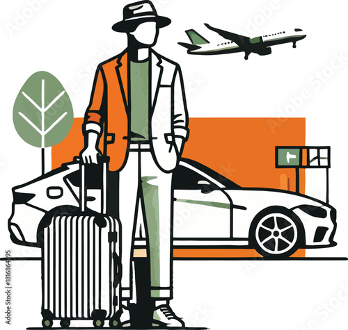 A man travelling out door