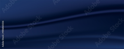 Navy blue silk satin. Silky shiny fabric. Dark luxury background with space for design. Banner. Wide. Long. Panoramic. Template. Empty. Flat lay, top view table. Beautiful.Elegant.Birthday,Christmas.