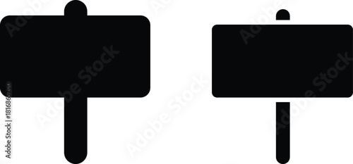Silhouette symbol of blank protest signs on a white background