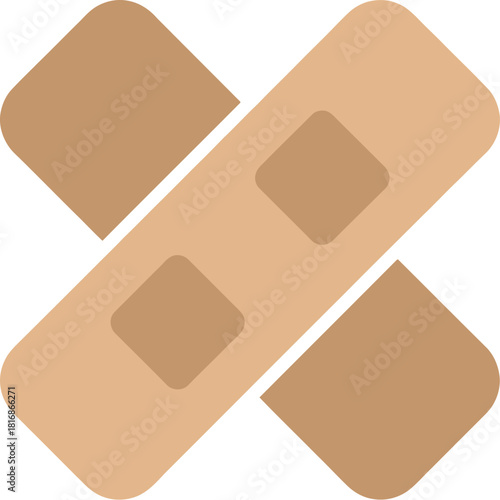 Two beige adhesive bandages crossed diagonally medical supplies first aid healthcare on transparent background