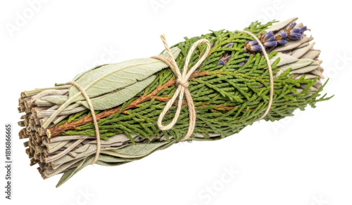 Herbal smudging bundle natural home rituals organic plants zen isolated on transparent background