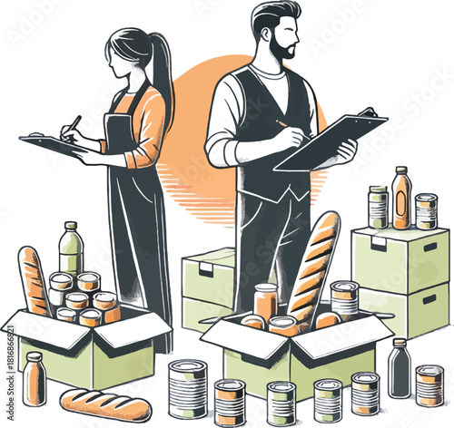 Online food processing a couple enlisting items..