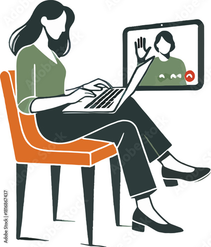Woman engaged in a video call on a laptop representing modern communication