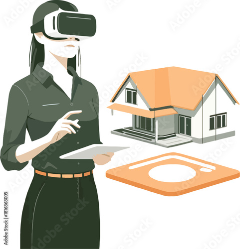 Woman watching cd home  through vr