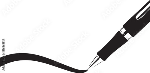 Pen drawing a smooth black line across a white background