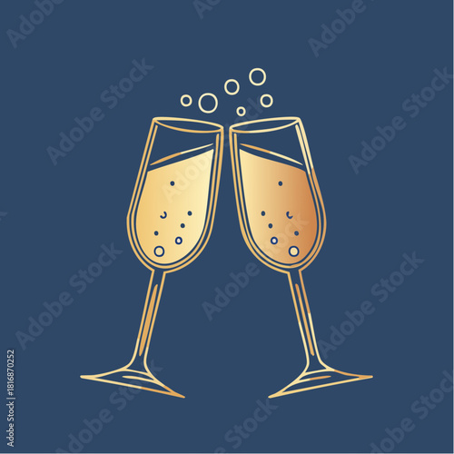 clinking champagne glasses and champagne