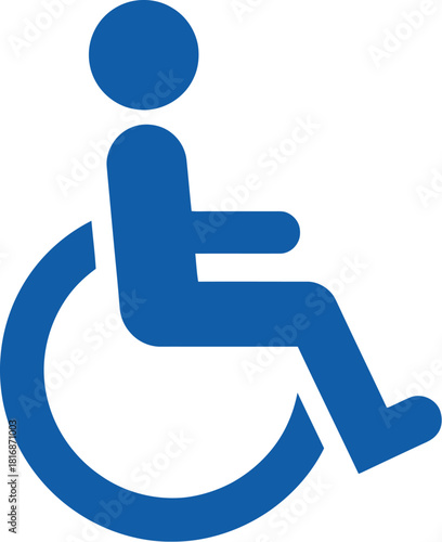 Simple blue accessibility icon of a person in a wheelchair isolated design on transparent background