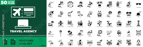 Travel Agency Duotone Editable Icons set