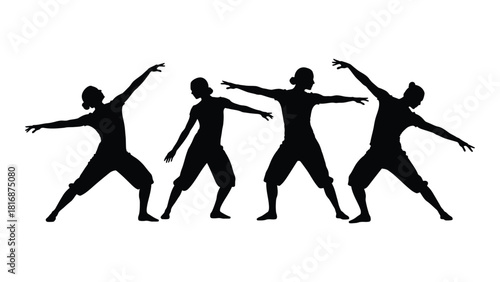 Dynamic dance silhouettes isolated on white background, Vector