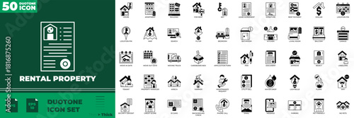 Rental Property Duotone Editable Icons set