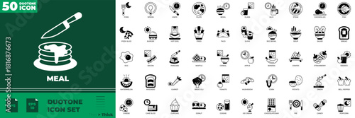 Meal Duotone Editable Icons set