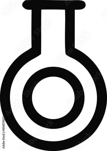Laboratory flask icon with target symbol for science research