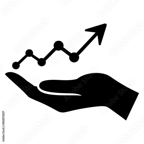 Growth Line in hand icon Silhouette vector on white background