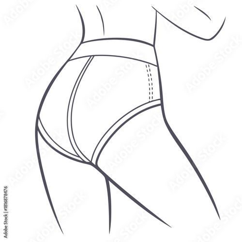 Line art illustration of a woman s lower body wearing high waisted underwear