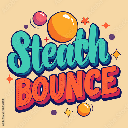 Retro style steach bounce text with fun graphic elements