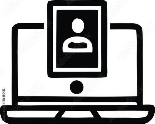 User profile icon appearing on a laptop screen digital presence