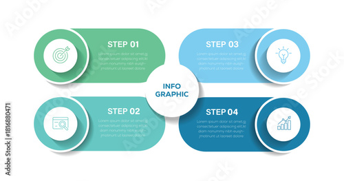 Vector infographic design template with 4 options or steps. Can be used for workflow layout, diagram, annual report, web design.