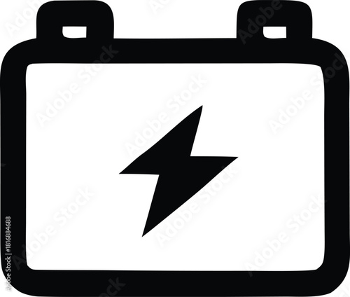 Car battery icon with lightning bolt symbol, power and charge