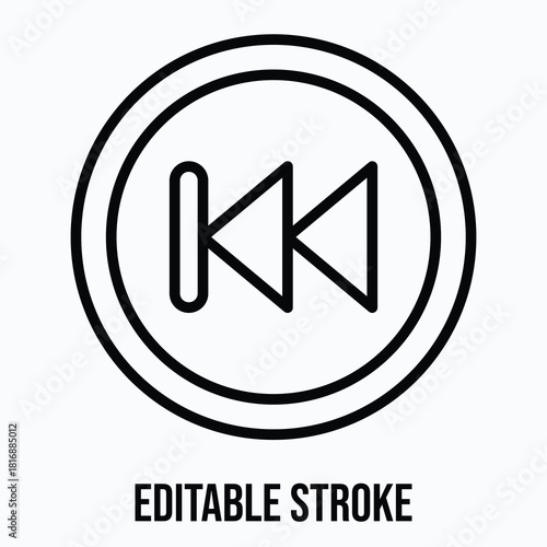Skip Previous Media Button Vector Icon Illustration, Lineal Icon
