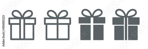 Four gift box icons, two outlined and two solid, symbolizing presents, celebration, and special occasions Vector