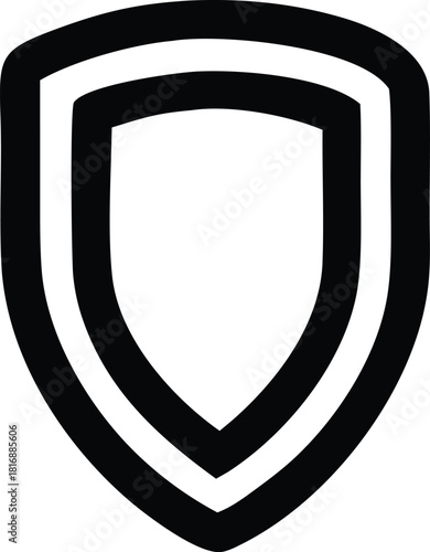 Modern minimalist shield icon, security, protection, safety symbol