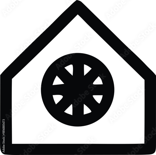 House home icon with circular segmented element property design