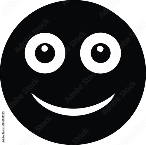 Happy face icon, minimalist graphic for joy and positive emotion