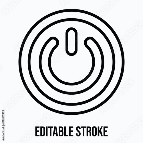 Power On Off Button Vector Icon Illustration, Lineal Icon