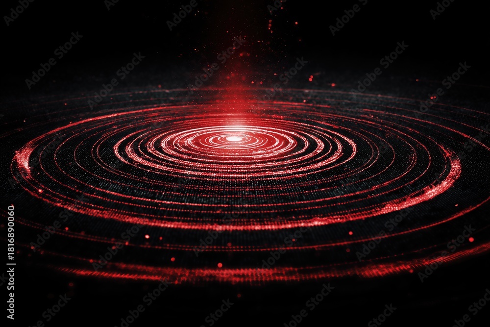 Obraz premium Red concentric circles with glowing center