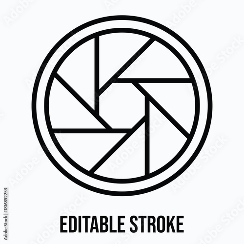 Camera Shutter Vector Icon Illustration, Lineal Icon