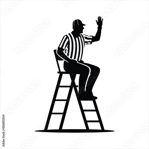 Referee Silhouette Vector Illustration Official Umpire in Action Sports Game Competition Supervision Fairness Authority Judge Decision Call Rules Ladder