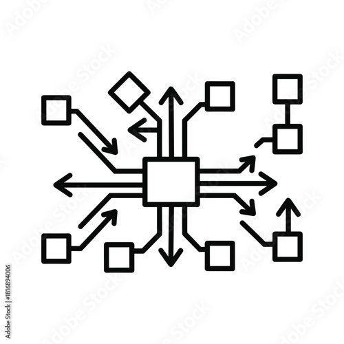 Stylized winding river, stream, or vascular system icon, representing flow, connection, and branching pathways