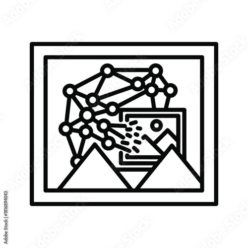 Path with obstacles icon depicting progress and challenge over wavy lines, conceptual illustration graphic