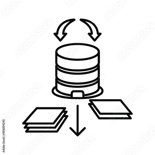 Data replication process with database and arrow isolated on