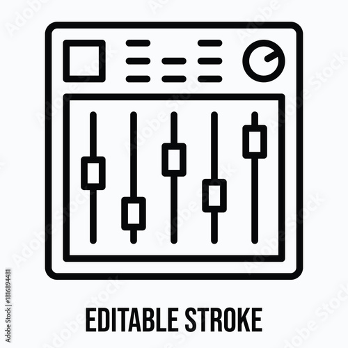 Sound Mixer Control Vector Icon Illustration, Lineal Icon