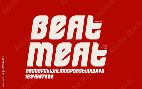 Bold italic sans serif display font for logos headers or slogans, vector thick and heavy geometric typeface, uppercase letters alphabet with numbers, poster and advertising.