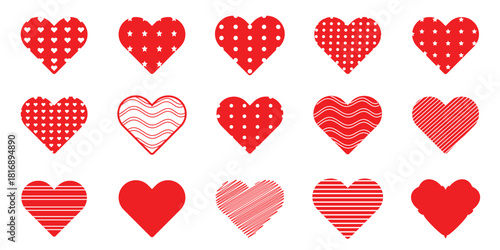 Hand drawn Valentines red heart doddle brush stroke with grunge texture. Vector stoke illustration isolated on white background for design decoration template greeting card, invitation, banner, menu.