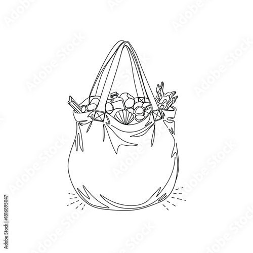 Artistic sketch of a boho chic hobo bag adorned with floral motifs