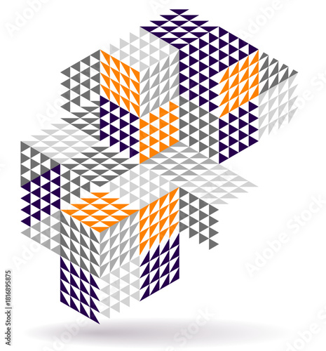 Isometric 3D cubes vector abstract geometric background, yellow abstraction art architecture city buildings theme, cubic shapes and forms composition lowpoly style.