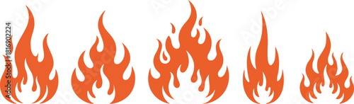 Set of stylized fire flames vector illustration design