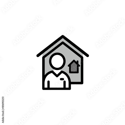 Real Estate Agent Icon - Professional Broker or Homeowner Profile Symbol. Modern Property Management Service Line Art Vector Illustration.
