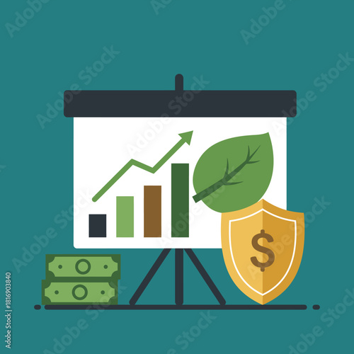 ESG Investing, Sustainable Finance Growth and Financial Security Presentation Icon