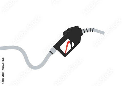 Fuel pump nozzle and hose isolated vector illustration. Gasoline dispenser handle icon for fueling station, energy, and transportation concepts.