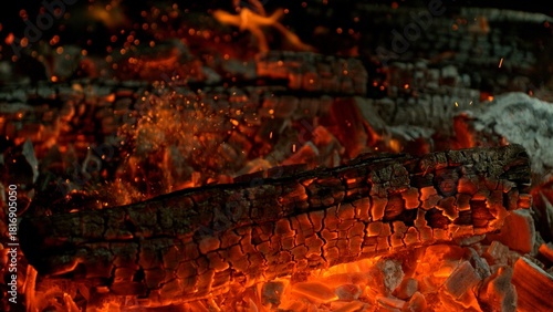 Close-up of Hot Embers with...